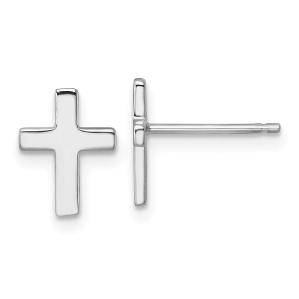 14K White Gold Latin Cross Stud Earrings