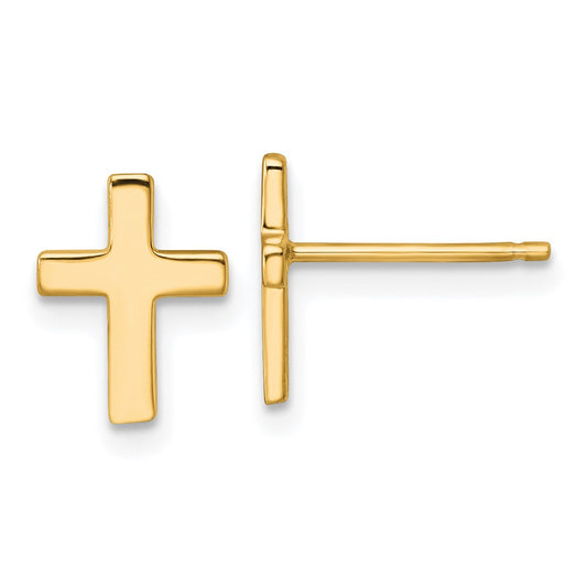 Shop Stylish 14K Gold Polished Latin Cross Stud Earrings - Affordable Elegance!