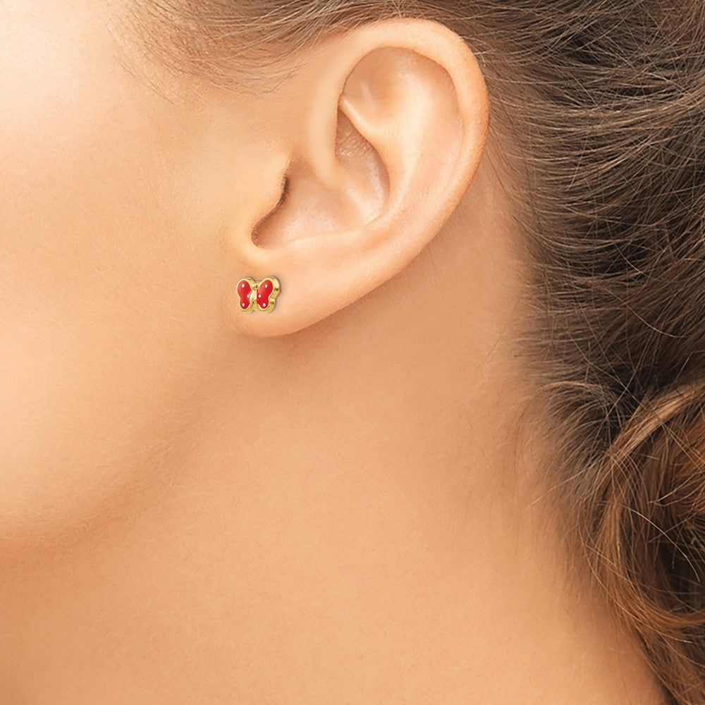 High-Quality 14K Gold Enamel Butterfly Earrings - Stylish & Affordable Luxury