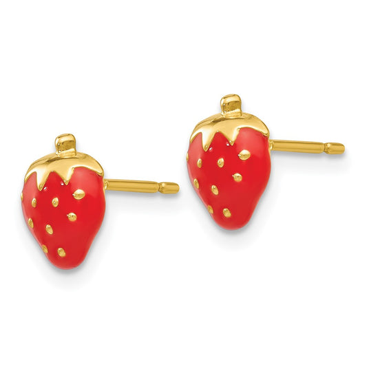 Buy Exclusive 14K Gold Enameled Strawberry Earrings - Stylish & Affordable!