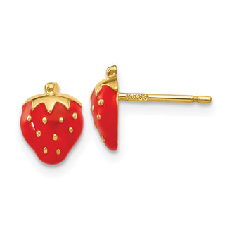 Buy Exclusive 14K Gold Enameled Strawberry Earrings - Stylish & Affordable!