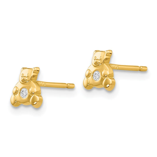 Shop Exclusive 14K Gold Bear Earrings with CZ Accents - Stylish & Affordable!