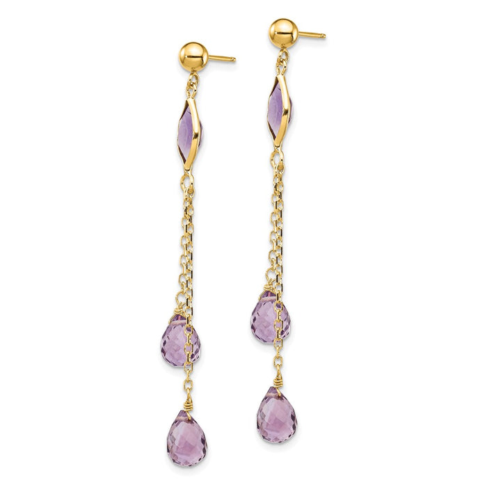 Buy Stylish 14k Gold Amethyst Drop Earrings - High-Quality & Affordable!-2
