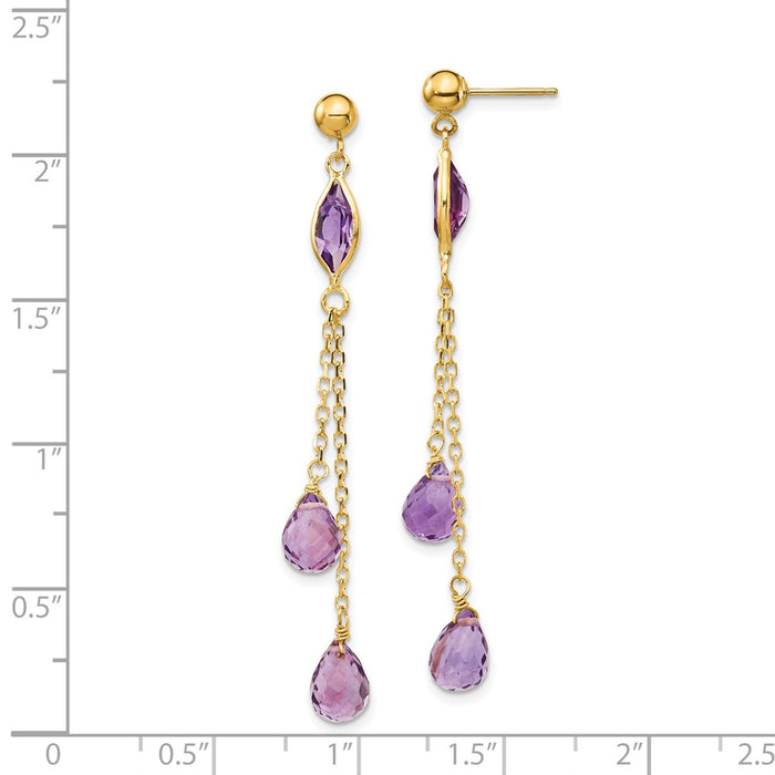 Buy Stylish 14k Gold Amethyst Drop Earrings - High-Quality & Affordable!-4