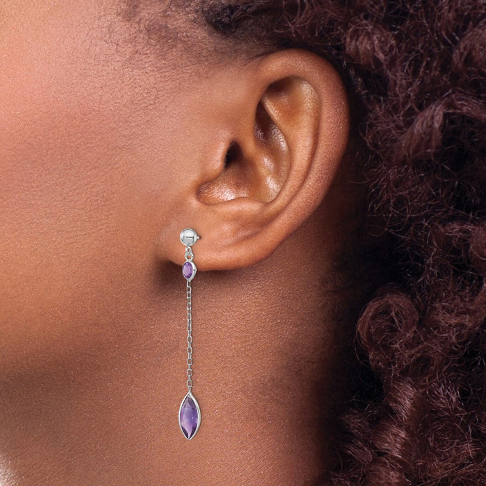 Buy Stylish 14K White Gold Amethyst Drop Earrings - Affordable Luxury-3