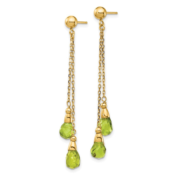 14K Gold Peridot Drop Earrings - Style GR1-1020839