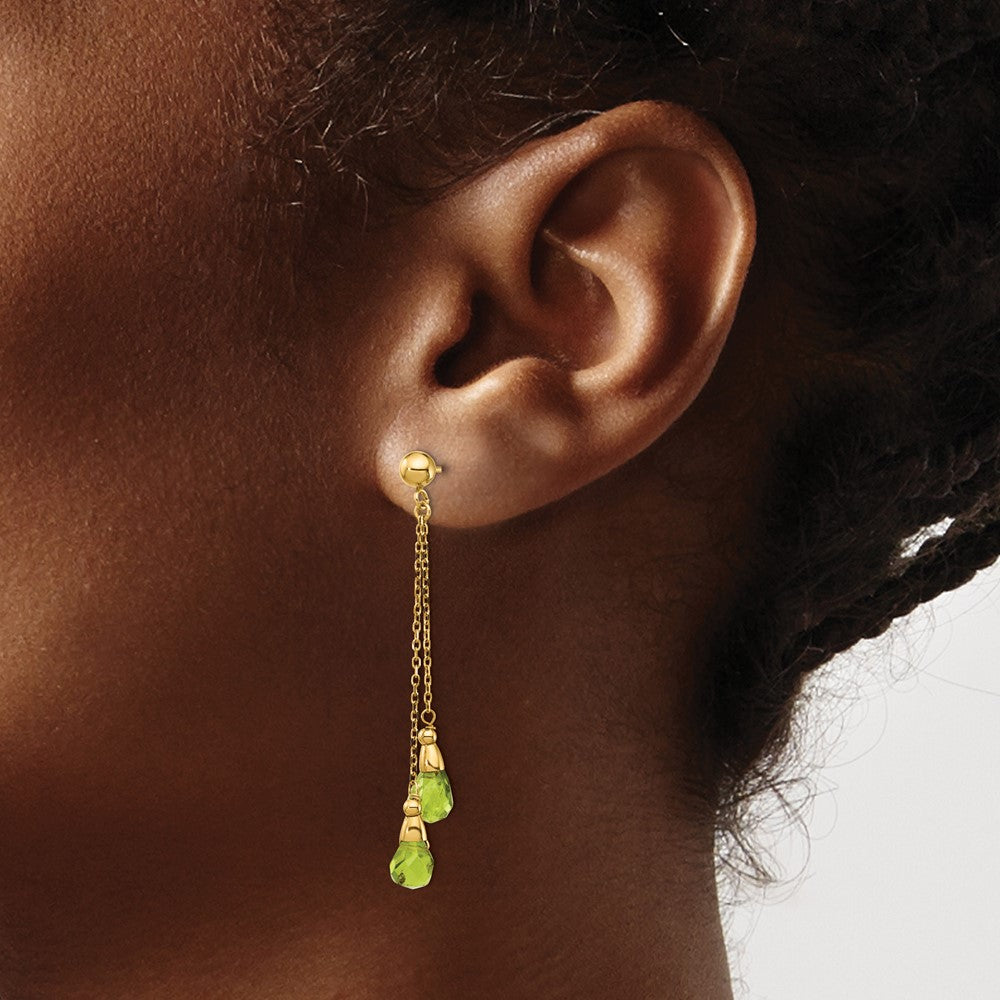 High-Quality 14K Gold Peridot Drop Earrings - Stylish & Affordable Luxury