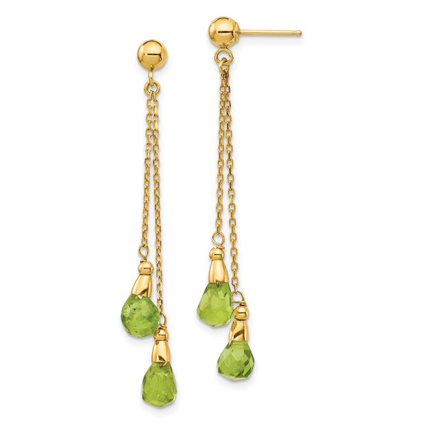 14K Gold Peridot Drop Earrings - Style GR1-1020839