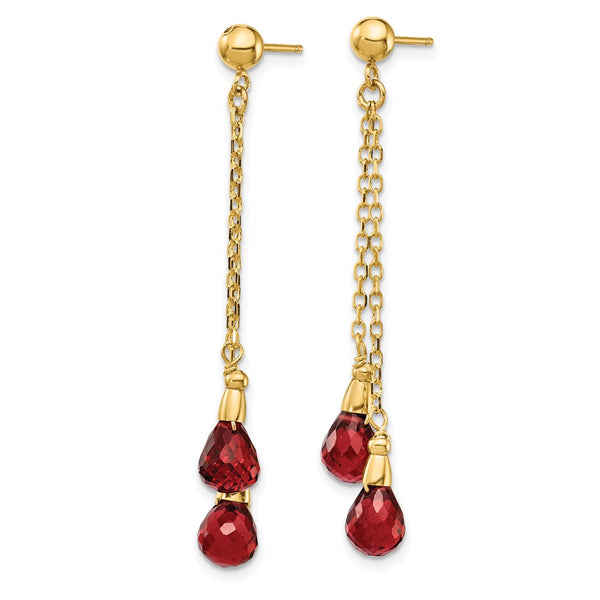 14K Gold Garnet Drop Earrings - Style GR1-1020844