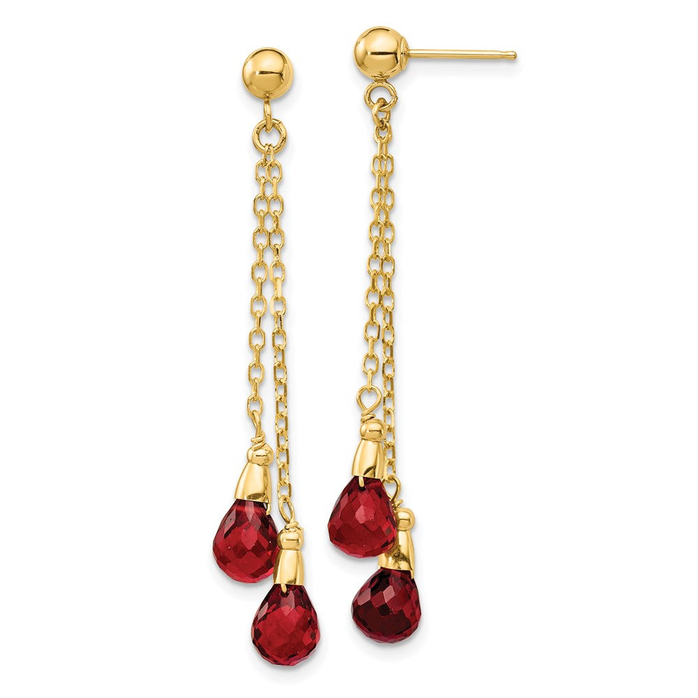 Shop Exclusive 14K Gold Garnet Drop Earrings - Stylish & Affordable Luxury!