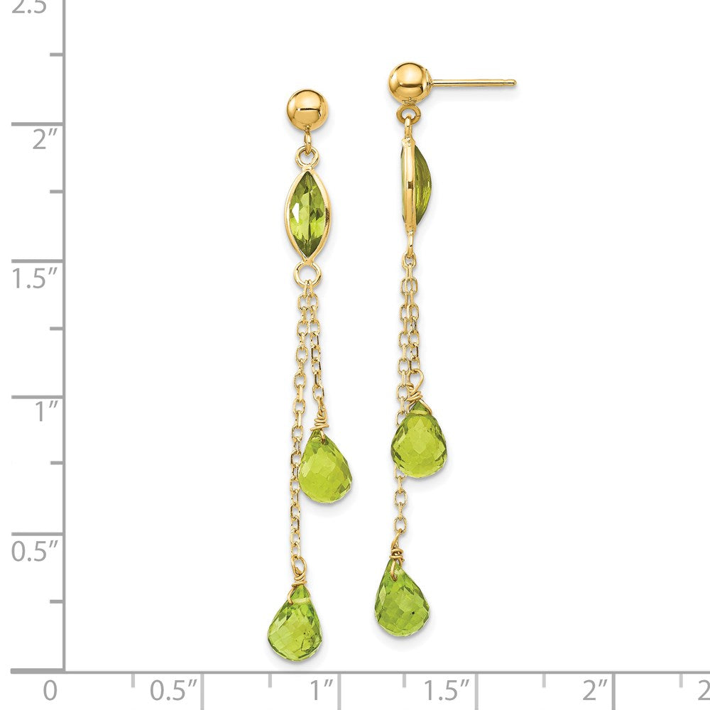Shop Stylish 14K Gold Peridot Drop Earrings - 1.5" Long, Affordable Luxury!