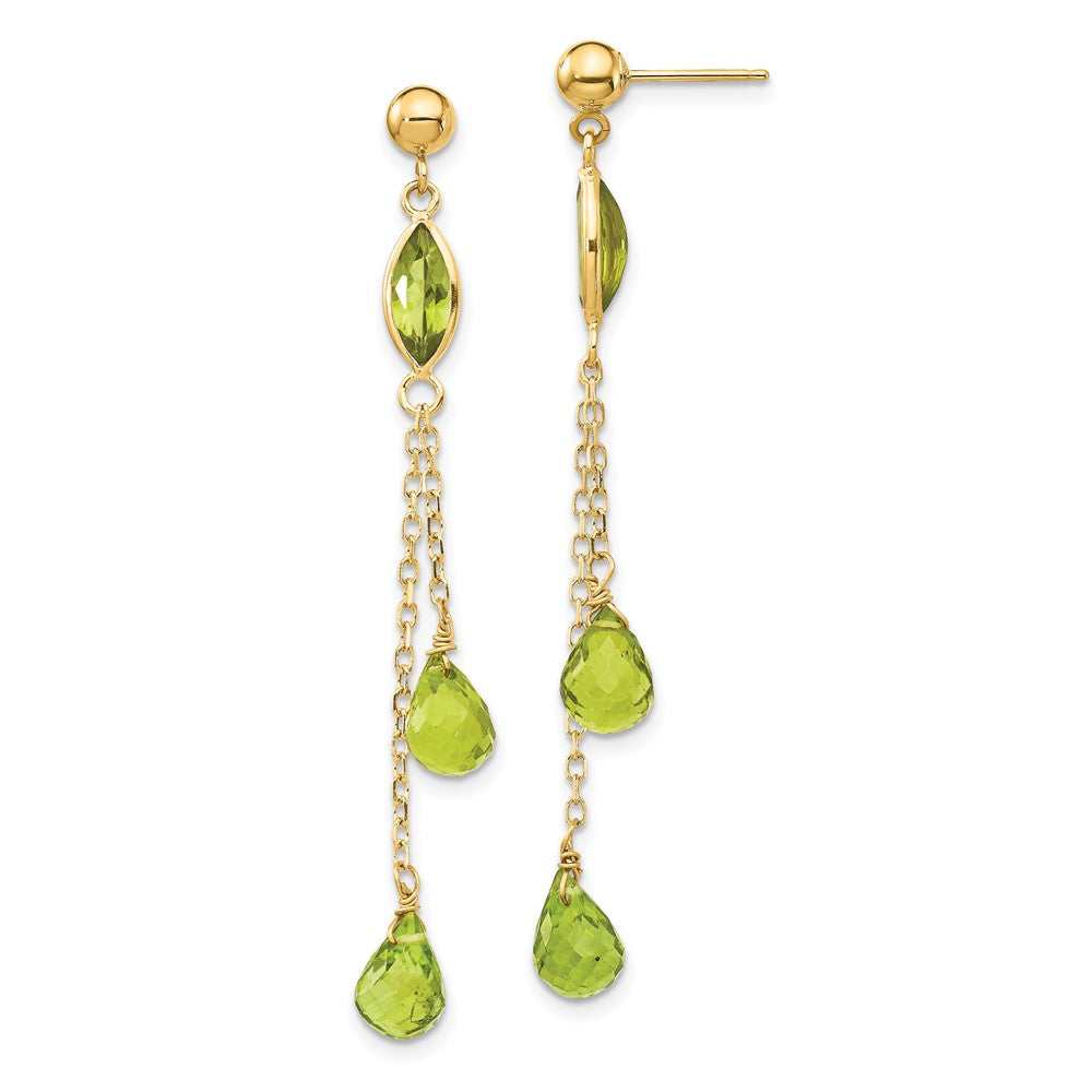 Shop Stylish 14K Gold Peridot Drop Earrings - 1.5" Long, Affordable Luxury!