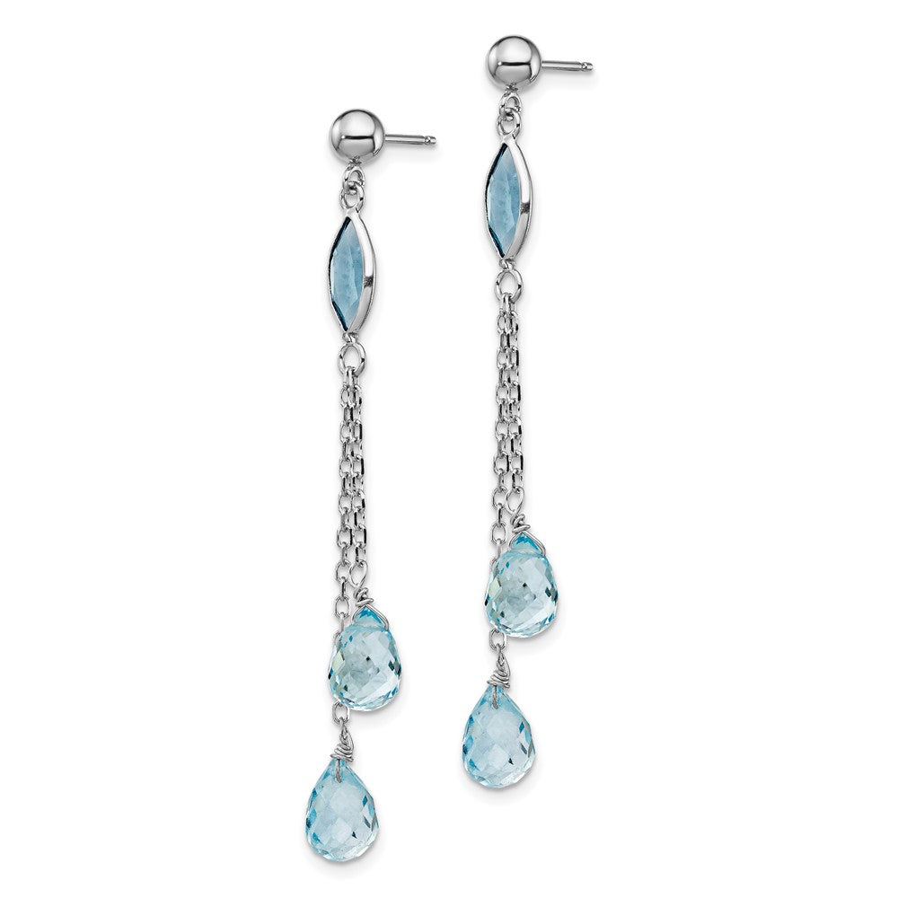 Shop Stylish 14K White Gold Blue Topaz Drop Earrings - Luxury Design, Affordable Price