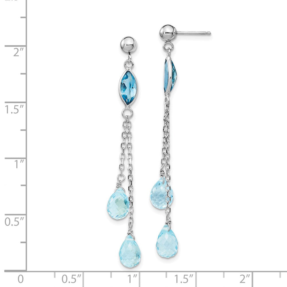 Shop Stylish 14K White Gold Blue Topaz Drop Earrings - Luxury Design, Affordable Price