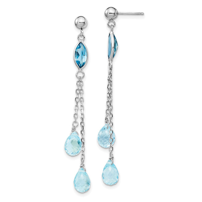 Shop Stylish 14K White Gold Blue Topaz Drop Earrings - Luxury Design, Affordable Price-1