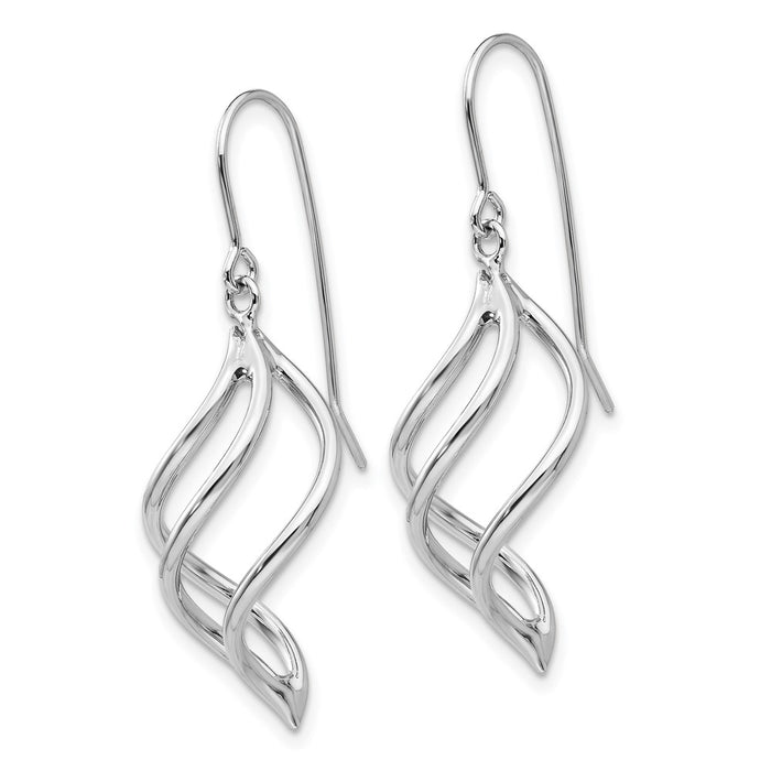 High-Quality 14K White Gold Twisted Drop Earrings - Stylish & Affordable!-2