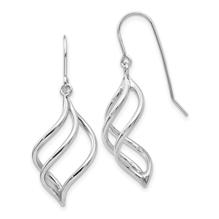 High-Quality 14K White Gold Twisted Drop Earrings - Stylish & Affordable!-1