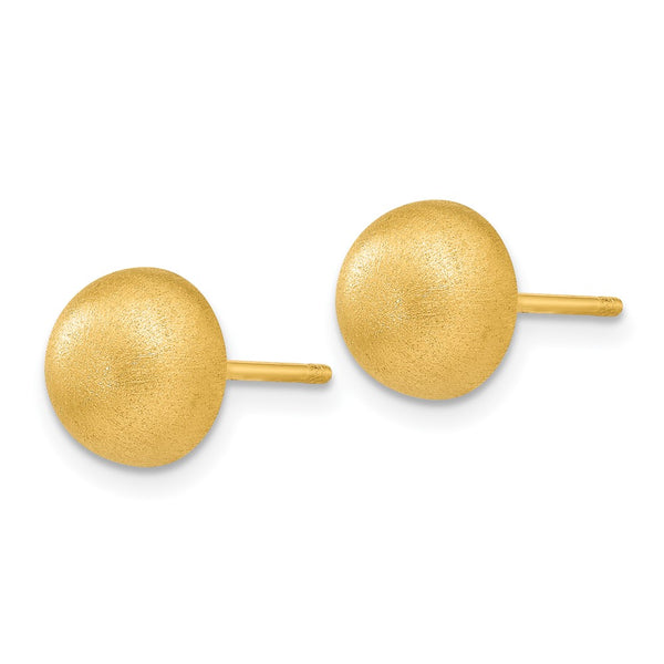 14K Gold Hollow Satin Finish 8mm Half Ball Stud Earrings