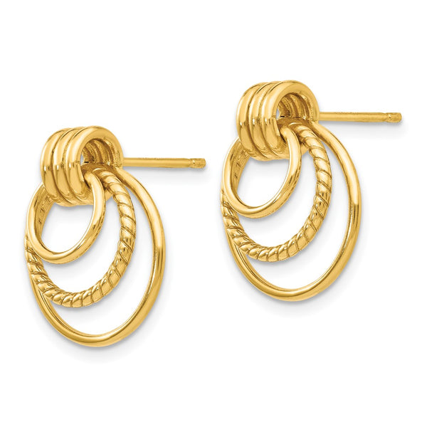 14K Gold Polished & Textured Fancy Stud Earrings