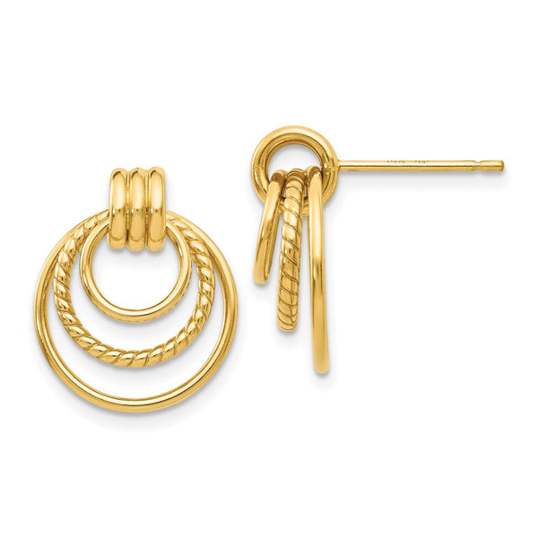 14K Gold Polished & Textured Fancy Stud Earrings