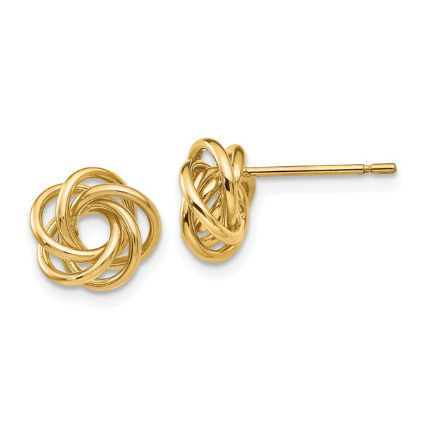 14K Gold Polished Knot Stud Earrings - 0.85mm