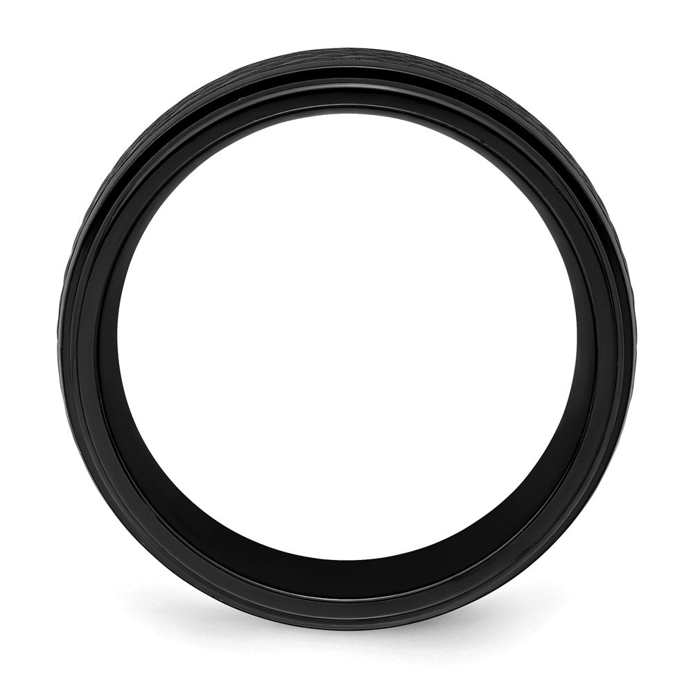 Buy Stylish Chisel Polished Black Zirconium 8mm Ridged Edge Ring - Luxury Value!