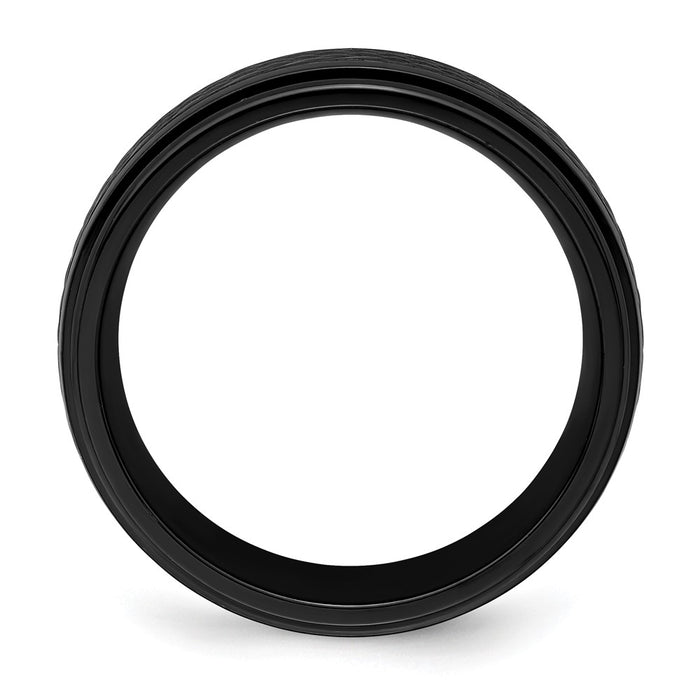 Buy Stylish Chisel Polished Black Zirconium 8mm Ridged Edge Ring - Luxury Value!-2