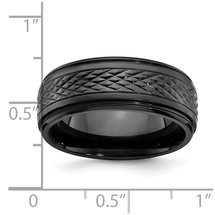 Buy Stylish 8mm Polished Black Zirconium Chisel Band - Luxury Design & Value-4