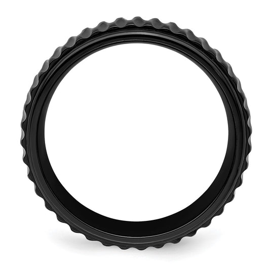High-quality 8mm Polished Black Zirconium Grooved Band | Stylish Luxury Ring
