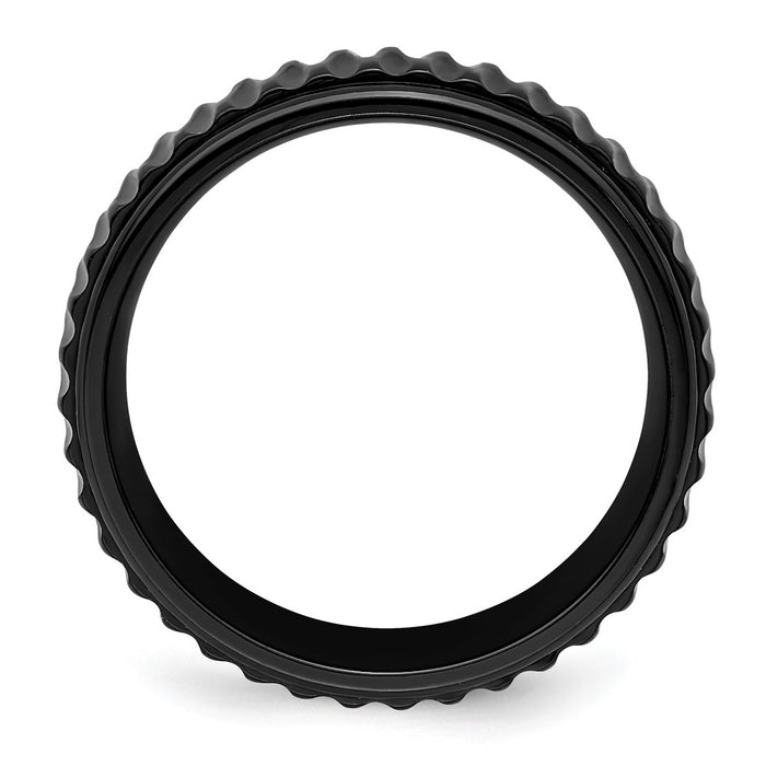 Exclusive 8mm Grooved Black Zirconium Band - Stylish & Durable Design-2
