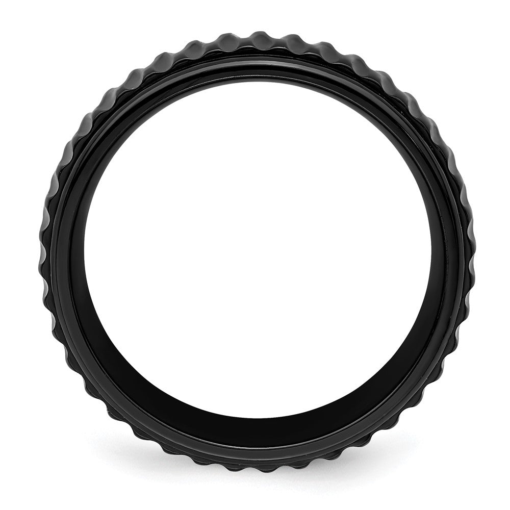 High-Quality Chisel Polished Black Zirconium 8mm Grooved Ring - Stylish Value