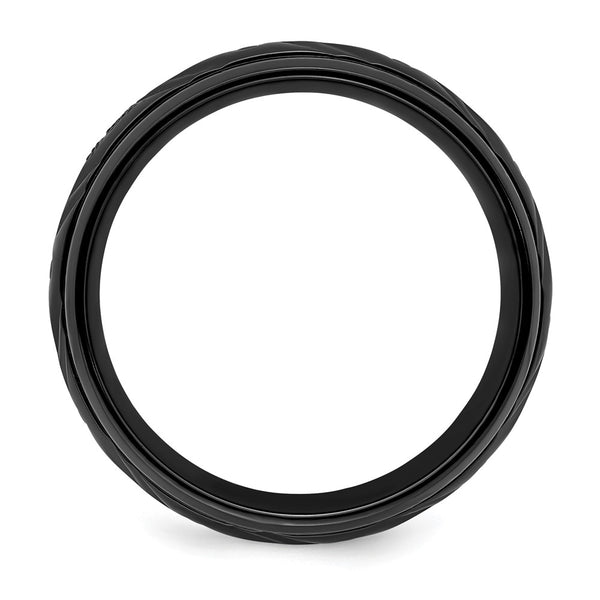 8mm Polished Black Zirconium Chisel Band Ring
