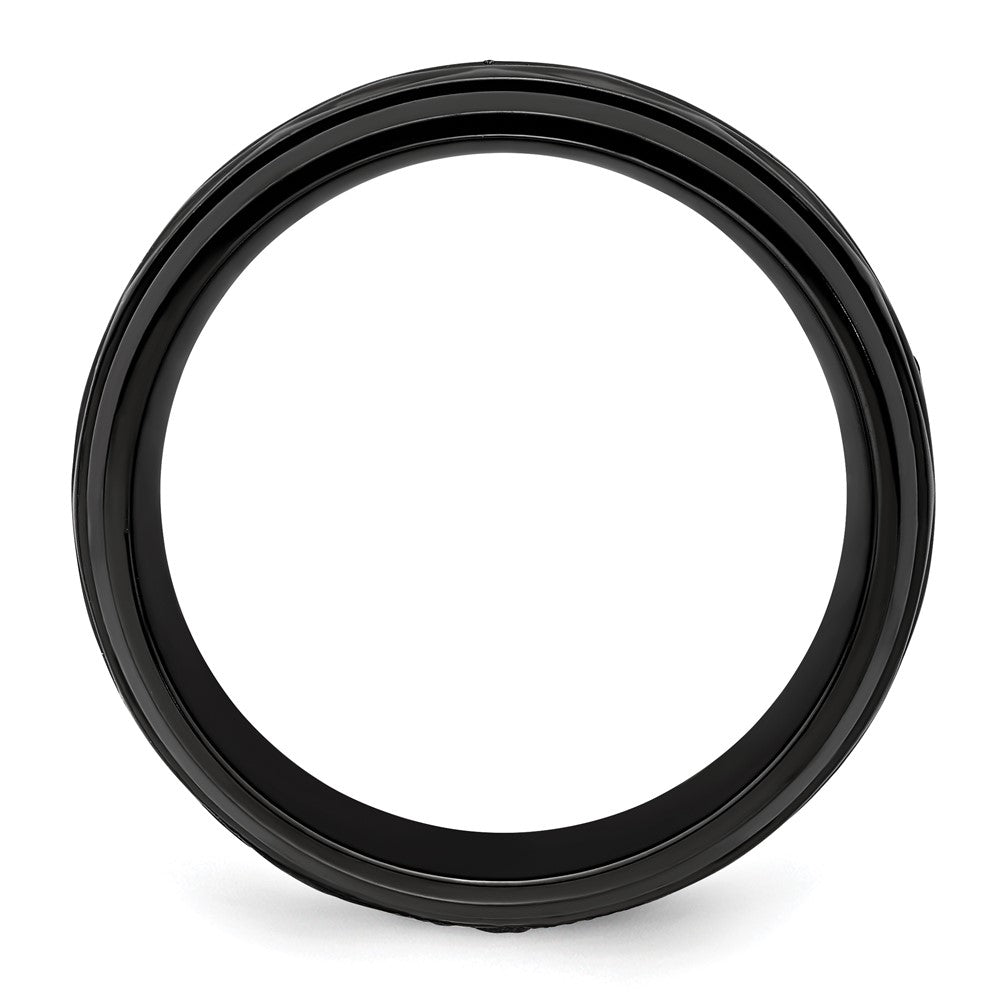Buy Stylish 8mm Polished Black Zirconium Chisel Band with Diamond-Cut Design