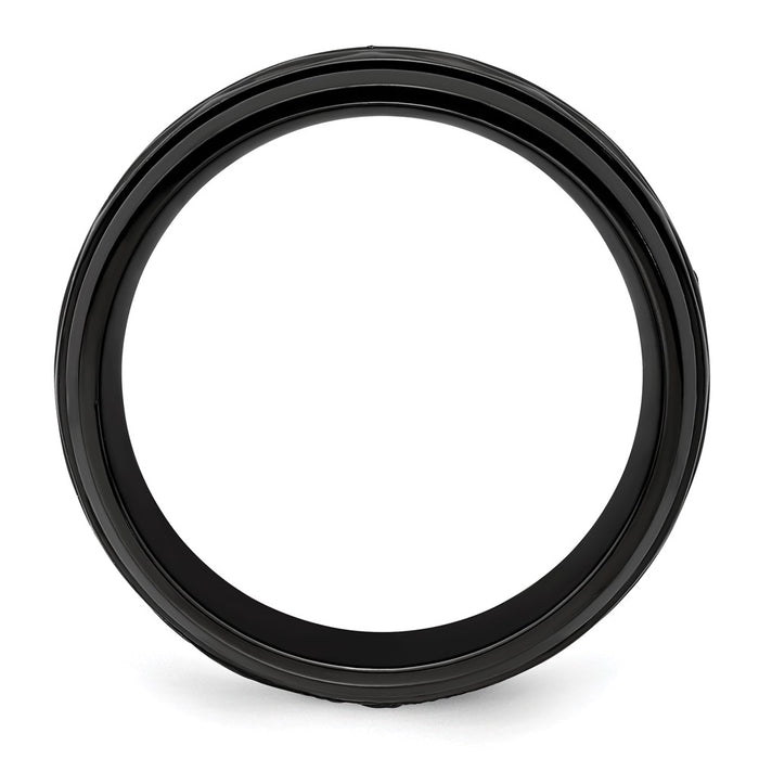 Buy Stylish 8mm Polished Black Zirconium Chisel Band with Diamond-Cut Design-2