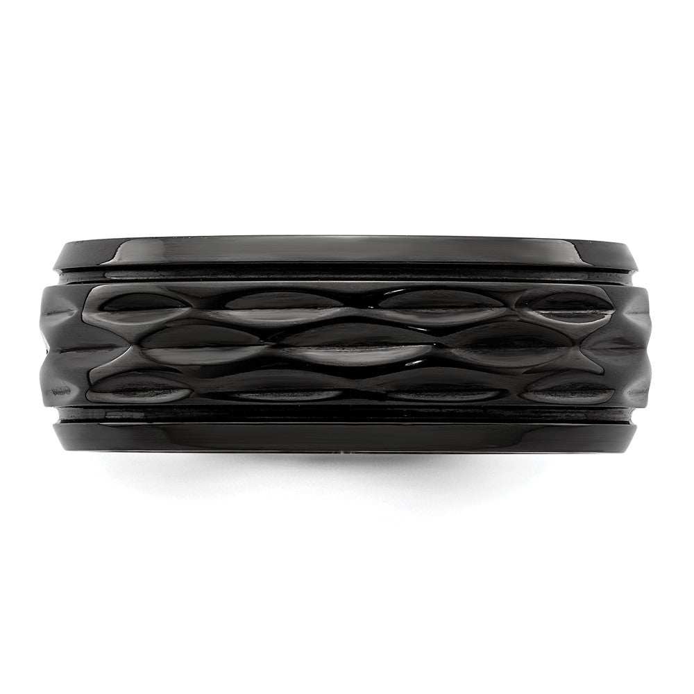 Buy Stylish 8mm Polished Black Zirconium Chisel Band with Diamond-Cut Design