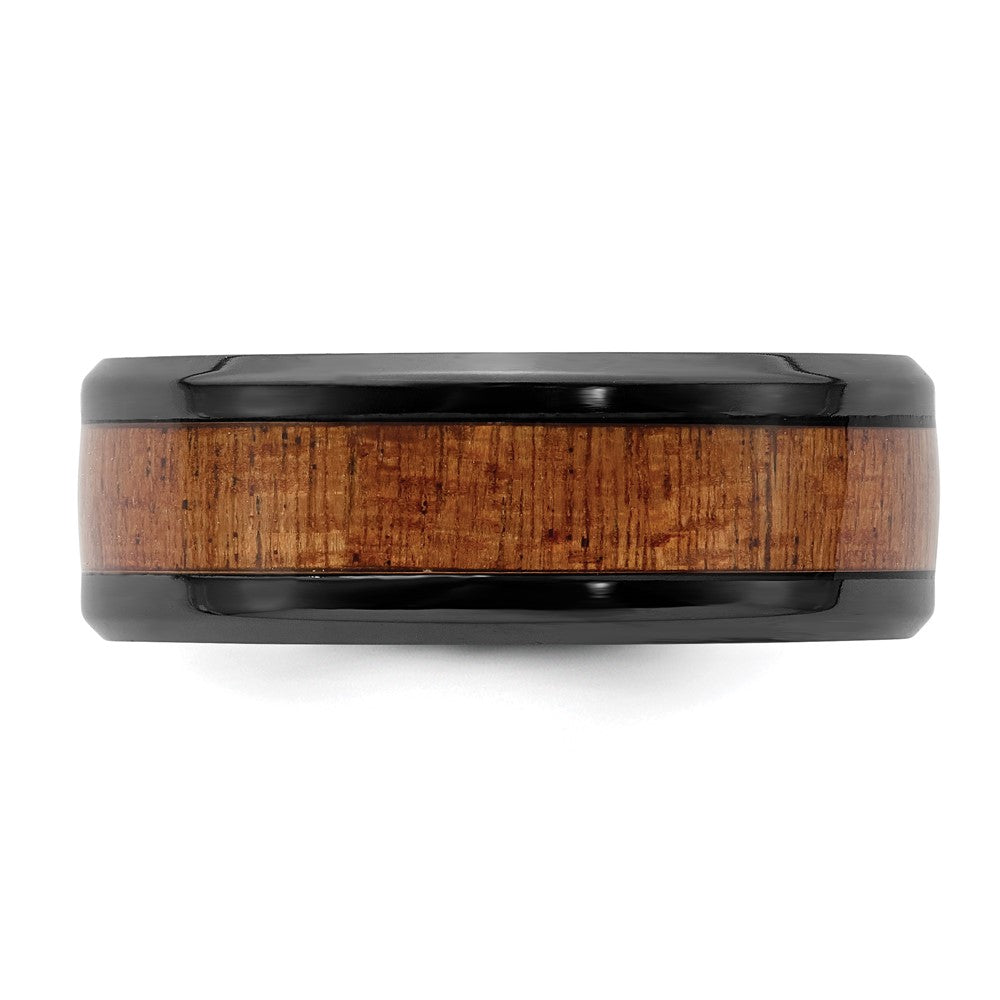 Buy Stylish Polished Black Zirconium Chisel Band - 8mm with Sapele Inlay