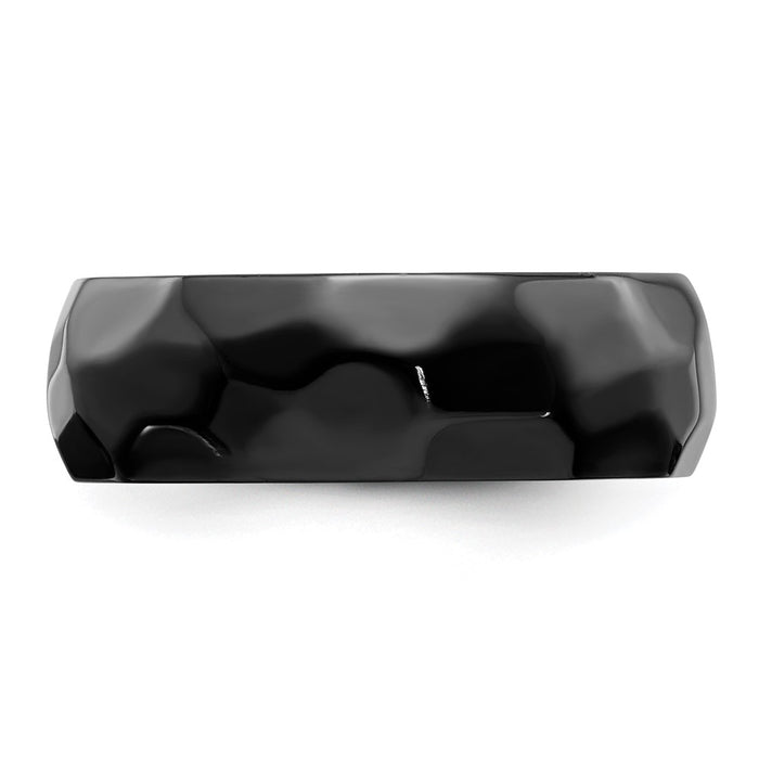 Buy Exclusive 7mm Polished & Hammered Black Zirconium Chisel Band - Stylish Value-3