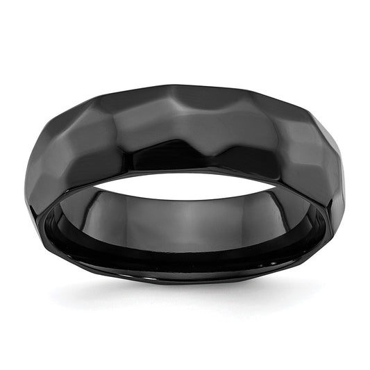 Buy Exclusive 7mm Polished & Hammered Black Zirconium Chisel Band - Stylish Value