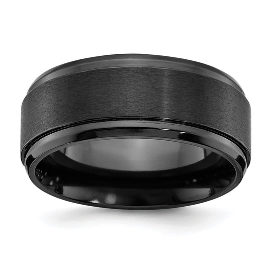High-Quality 9mm Polished Black Zirconium Chisel Band - Stylish, Beveled Edge