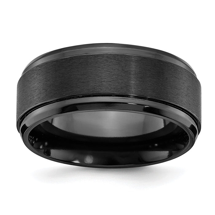 High-quality Polished Black Zirconium Chisel Band - 9mm Beveled Edge, Stylish!-1