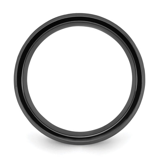 Buy Stylish 8mm Polished Black Zirconium Chisel Band with Carbon Fiber Inlay