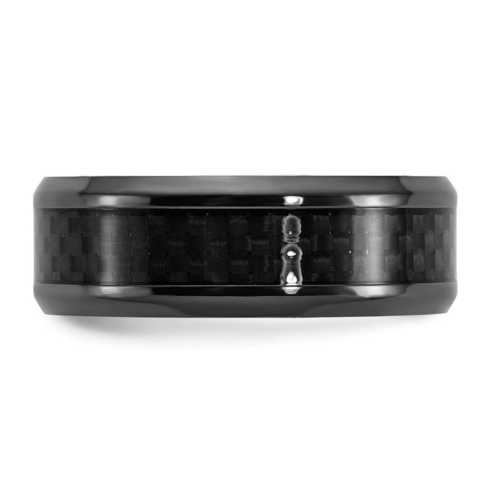 Buy Stylish 8mm Polished Black Zirconium Chisel Band with Carbon Fiber Inlay