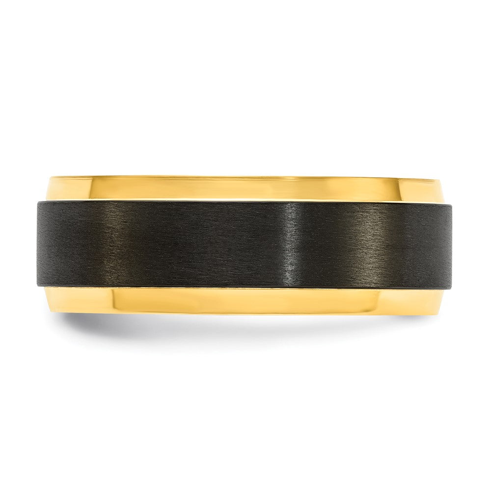 Buy Exclusive 8mm Black Zirconium Band with Polished Yellow IP-Plating