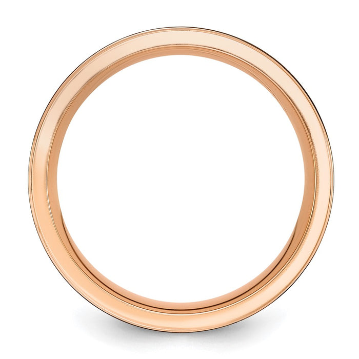 Buy Stylish 8mm Black Zirconium Band - Brushed & Polished Rose IP Finish-2