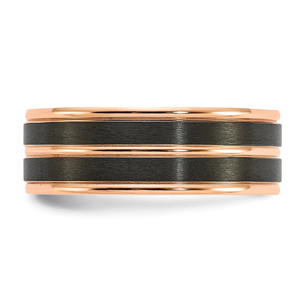 Exclusive 8mm Black Zirconium Band - Stylish Brushed & Polished Rose IP Finish