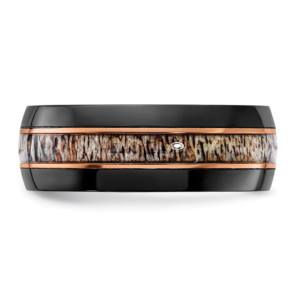 Buy Stylish 8mm Polished Black Zirconium Chisel Band with Rose IP-Plating