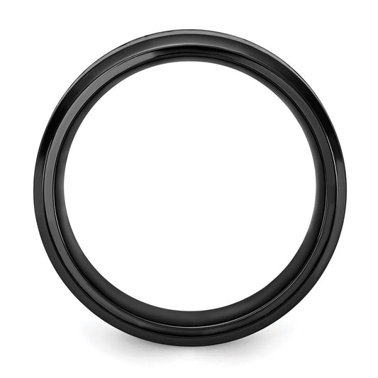 Buy High-Quality 8mm Black Zirconium Chisel Band with Opal Inlay - Stylish Value