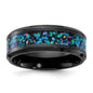 High-quality Polished Black Zirconium Chisel Band - 8mm Imitation Opal Inlay-2