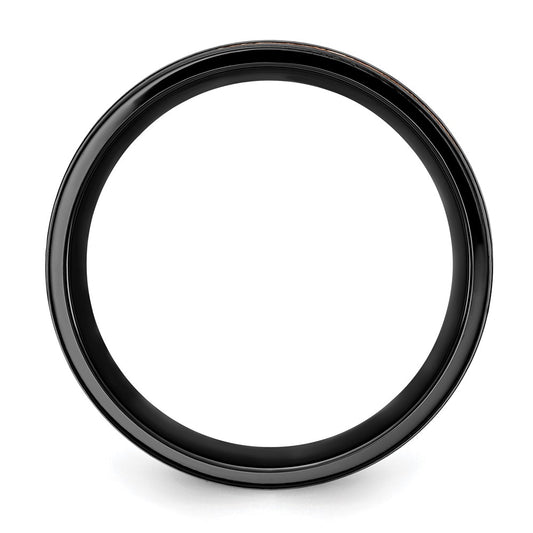 High-quality 8mm Black Zirconium Band with Brushed Finish & Rose IP Plating
