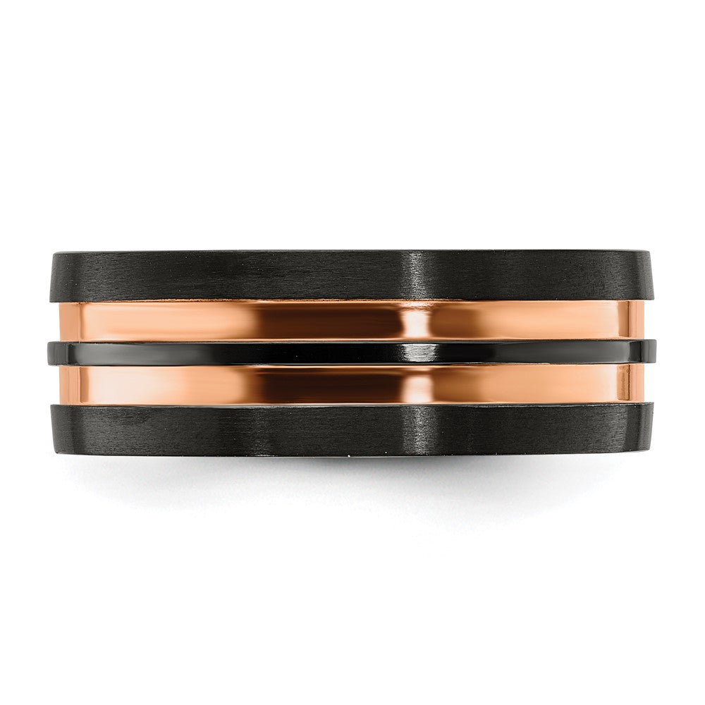 Buy Exclusive 8.00mm Black Zirconium Band with Rose IP Finish | Luxury Style